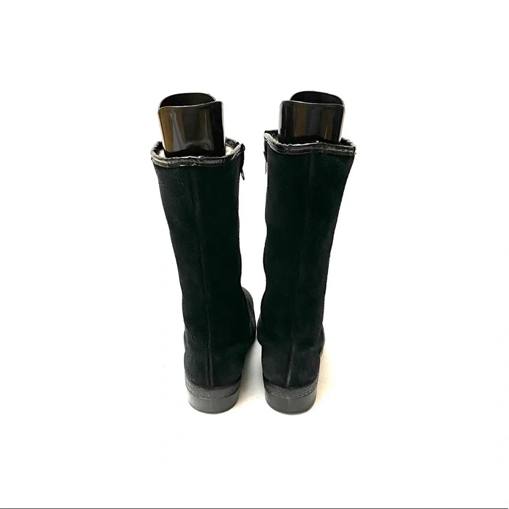 Vintage 1970s black suede fleece lined snow boots